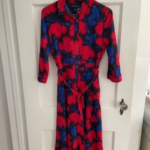 Floral belted blouse dress